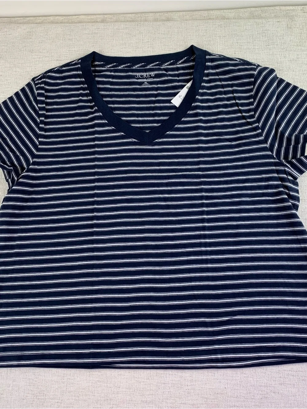 J.Crew women's XL New Vintage Jersey Relaxed V-Neck T-shirt short sleeve navy